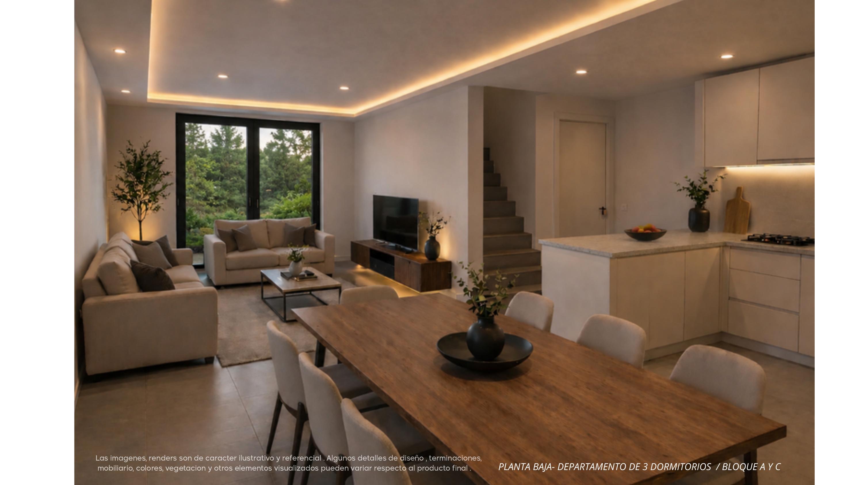 Interior contemporáneo con vista al lago